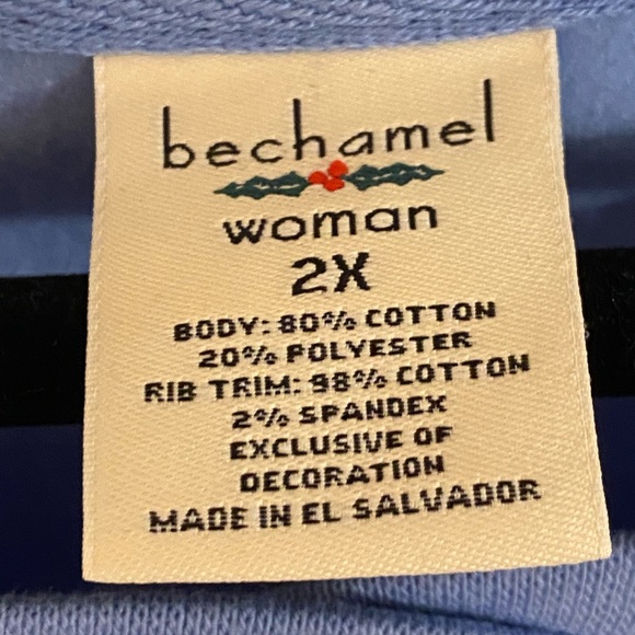 Blue 2X Christmas Sweatshirt embroidered snowman and rabbit “Silent Night” - Picture 3 of 4